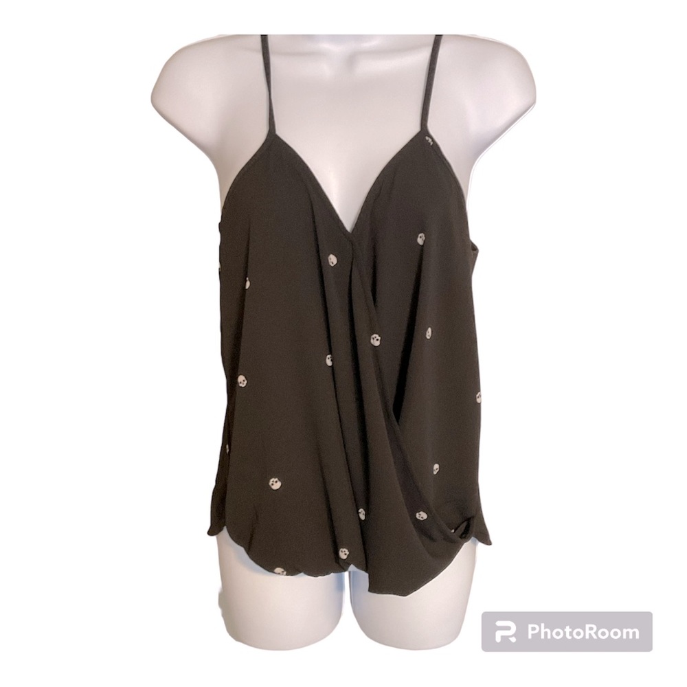 Hippie Rose Top Womens Size Medium Black Halter With Skulls